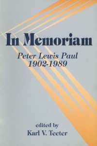 Cover image: In memoriam: Peter Lewis Paul, 1902-1989 9781772822908