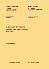 Imagen de portada: Checklist of Toronto cabinet and chair makers, 1800-1865 9781772823875
