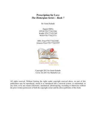 Cover image: Perscription For Love 9781773623580