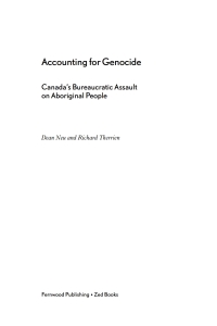 Cover image: Accounting for Genocide: Canada’s Bureaucratic Assault on Aboriginal People 9781552661031