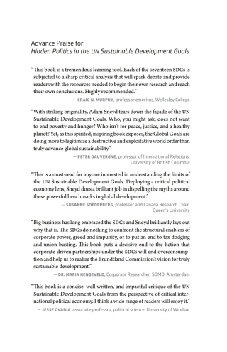 Cover image: Hidden Politics in the UN Sustainable Development Goals 9781773636900