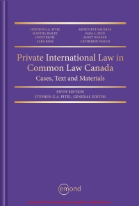 Cover image: Private International Law in Common Law Canada: Cases, Text and Materials 5th edition 9781774621783
