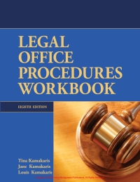 Cover image: Legal Office Procedures Workbook, 8th Edition 8th edition 9781774623510
