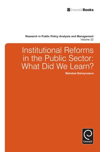 صورة الغلاف: Institutional Reforms in the Public Sector 9781780528687
