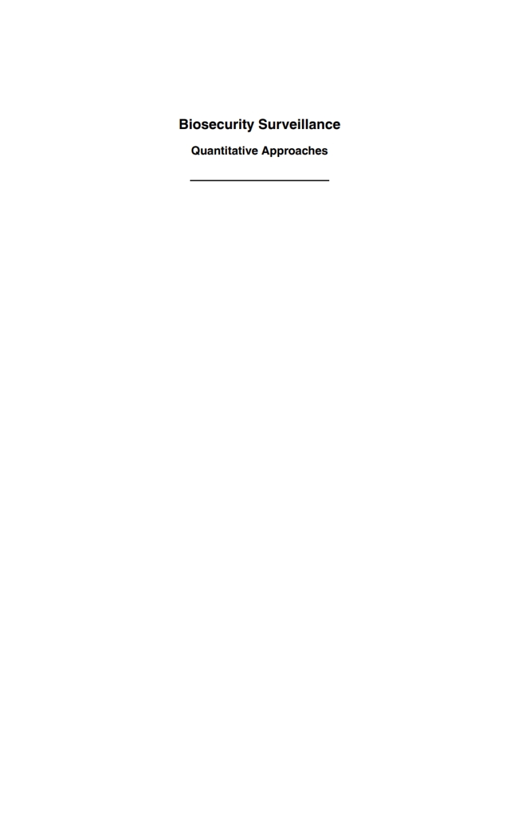 Biosecurity Surveillance Quantitative Approaches 1st Edition