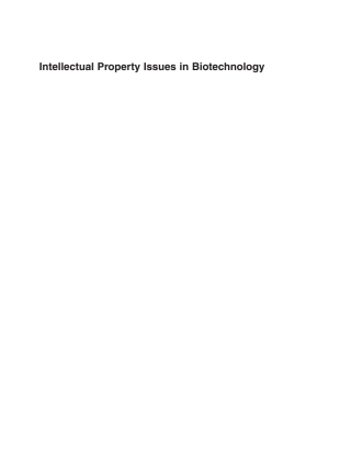 Cover image: Intellectual Property Issues In Biotechnology 1st edition 9781780646534