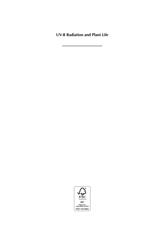 Cover image: UV-B Radiation and Plant Life 1st edition 9781780648590