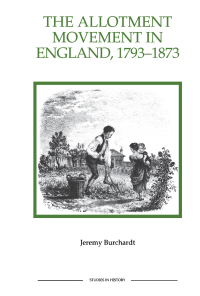 Imagen de portada: The Allotment Movement in England, 1793-1873 1st edition 9780861932566