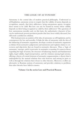 表紙画像: The Logic of Autonomy 1st edition 9781849463461
