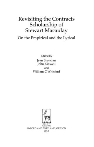 Cover image: Revisiting the Contracts Scholarship of Stewart Macaulay 1st edition 9781849463010