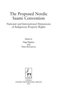 Cover image: The Proposed Nordic Saami Convention 1st edition 9781849462723