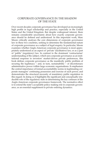 Cover image: Corporate Governance in the Shadow of the State 1st edition 9781849460088