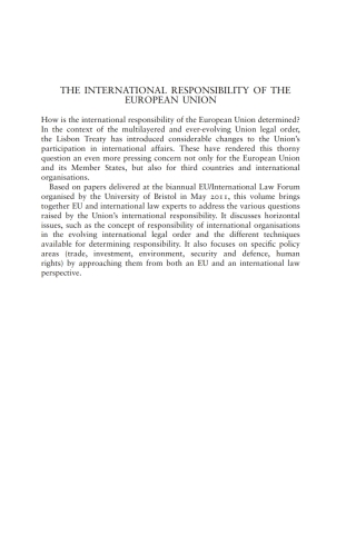 表紙画像: The International Responsibility of the European Union 1st edition 9781849463287