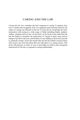 Cover image: Caring and the Law 1st edition 9781849461061