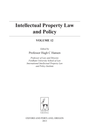 Imagen de portada: Intellectual Property Law and Policy Volume 12 1st edition 9781849460576