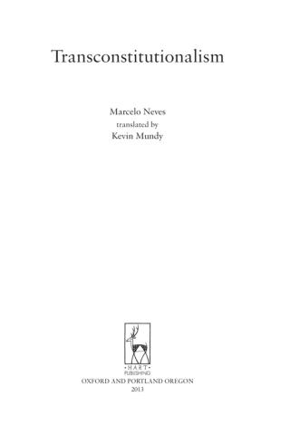 Imagen de portada: Transconstitutionalism 1st edition 9781849464185