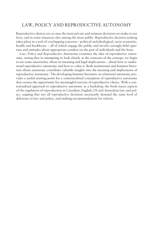 Cover image: Law, Policy and Reproductive Autonomy 1st edition 9781841138671