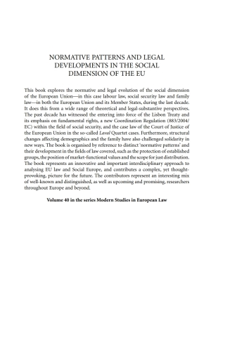 Titelbild: Normative Patterns and Legal Developments in the Social Dimension of the EU 1st edition 9781849464352