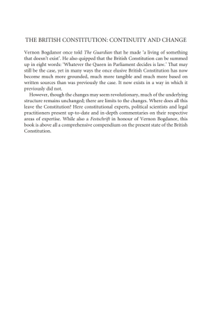 Cover image: The British Constitution: Continuity and Change 1st edition 9781849469883