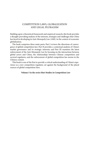 Imagen de portada: Competition Laws, Globalization and Legal Pluralism 1st edition 9781849464321