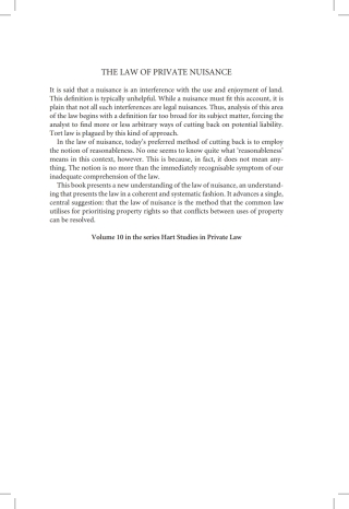 Cover image: The Law of Private Nuisance 1st edition 9781849465069