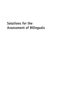 Cover image: Solutions for the Assessment of Bilinguals 1st edition 9781783090136