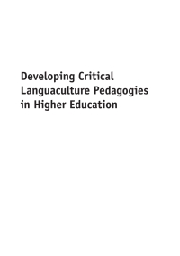 Cover image: Developing Critical Languaculture Pedagogies in Higher Education 1st edition 9781783090341