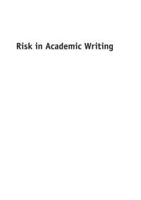 Imagen de portada: Risk in Academic Writing 1st edition 9781783091041