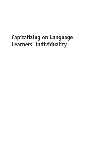 Cover image: Capitalizing on Language Learners' Individuality 1st edition 9781783091195