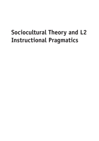 Imagen de portada: Sociocultural Theory and L2 Instructional Pragmatics 1st edition 9781783093267