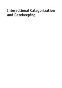 Imagen de portada: Interactional Categorization and Gatekeeping 1st edition 9781783093670