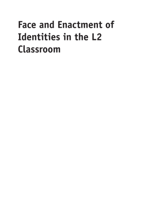 Cover image: Face and Enactment of Identities in the L2 Classroom 1st edition 9781783094998