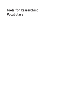 Cover image: Tools for Researching Vocabulary 1st edition 9781783096459