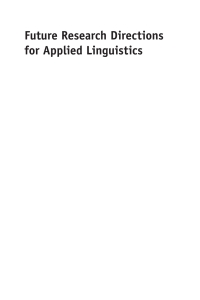 Cover image: Future Research Directions for Applied Linguistics 1st edition 9781783097111