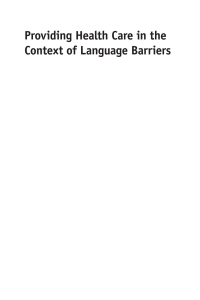 Cover image: Providing Health Care in the Context of Language Barriers 1st edition 9781783097753