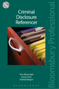 Cover image: Criminal Disclosure Referencer 2nd edition 9781784518790