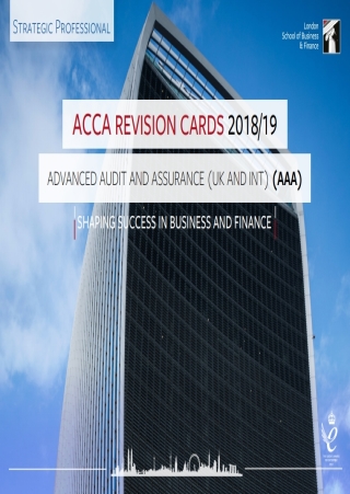 Cover image: ACCA AAA Revision Card 2018/19 1st edition 9781784806477