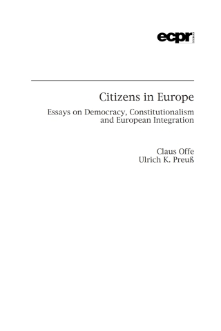 Imagen de portada: Citizens in Europe 1st edition 9781785522383