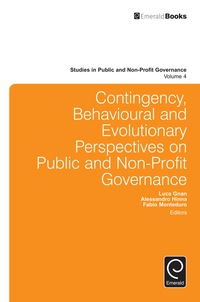 Cover image: Contingency, Behavioural and Evolutionary Perspectives on Public and Non-Profit Governance 9781785604294