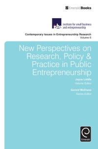 Cover image: New Perspectives on Research, Policy & Practice in Public Entrepreneurship 9781785608216