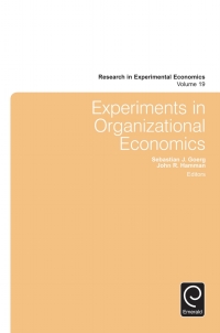 Cover image: Experiments in Organizational Economics 9781785609640