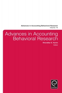 صورة الغلاف: Advances in Accounting Behavioral Research 9781785609787