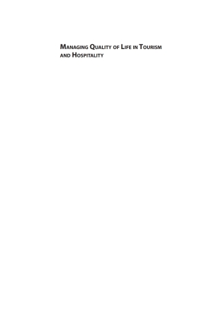 Cover image: Managing Quality of Life in Tourism and Hospitality 1st edition 9781786390455