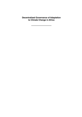 Imagen de portada: Decentralized Governance of Adaptation to Climate Change in Africa 1st edition 9781786390769