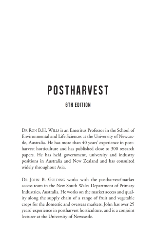 Cover image: Postharvest 6th edition 9781786391483
