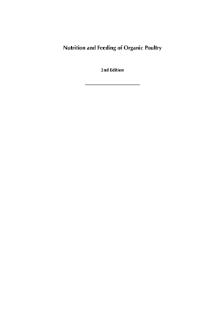 Imagen de portada: Nutrition and Feeding of Organic Poultry 2nd edition 9781786392985