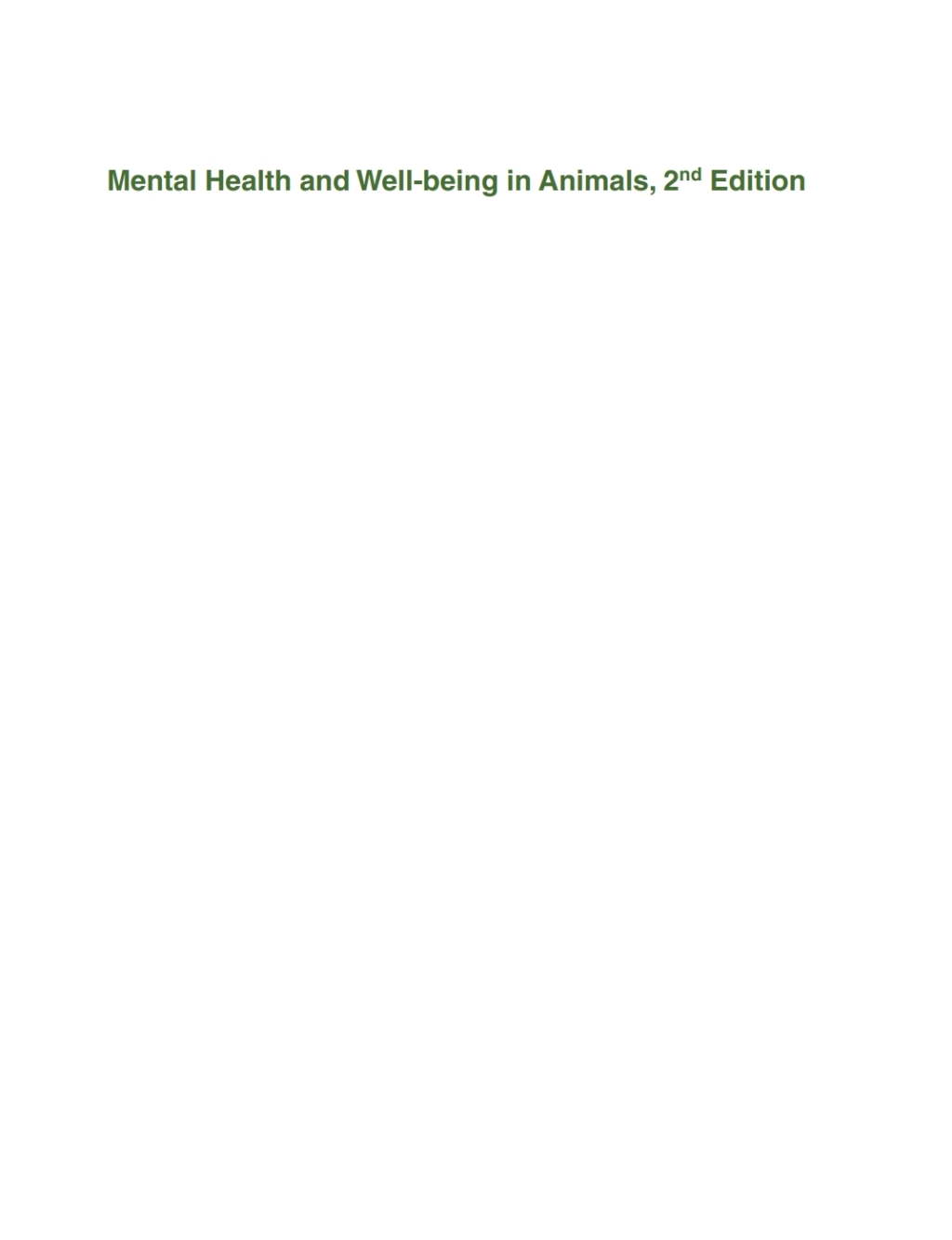 Mental Health and Well-being in Animals 2nd Edition