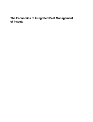 Cover image: The Economics of Integrated Pest Management of Insects 1st edition 9781786393678