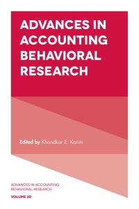 صورة الغلاف: Advances in Accounting Behavioral Research 9781787145283