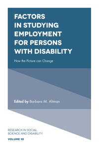 صورة الغلاف: Factors in Studying Employment for Persons with Disability 9781787146068